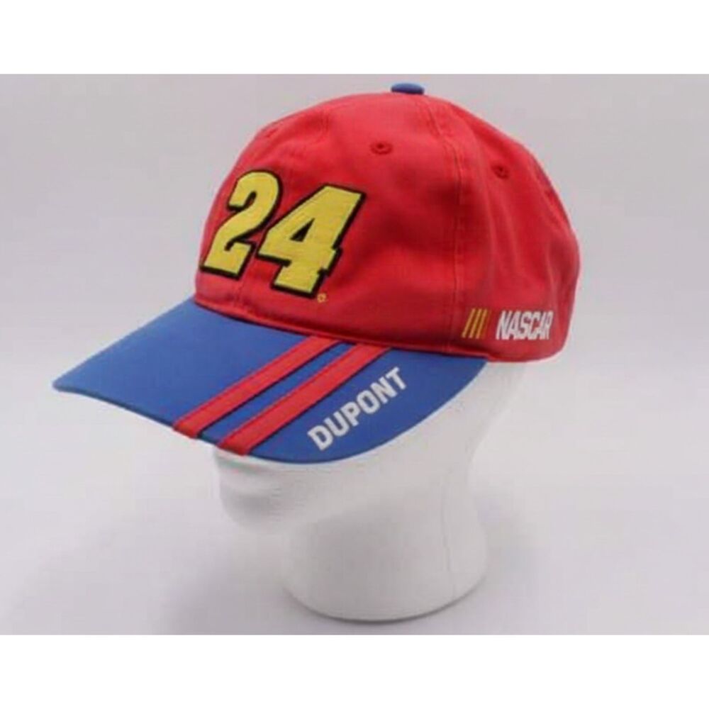 Dupont Vintage 24 NASCAR Red Blue Adjustable Hat Cap Racing 1990s